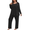 POSESHE Womens Plus Size Black Pajama Sets Plus Size Loungewear