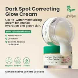 AXIS-Y AXIS-Y Dark Spot Correcting Glow Cream - Brightening & Hydrating Moisturizer Face Cream with 2% Alpha-Arbutin, 5% Niacinamide & Ceramide - Vegan Korean Skin Care for All Skin Types - 1.69 fl. oz.