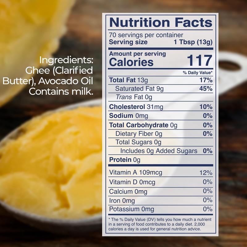 Kevala Avocado Ghee - Made with Grass Fed Cows’ Milk,