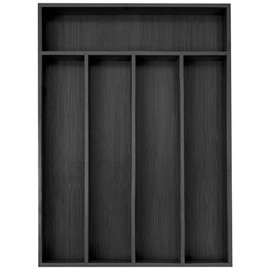 Besilord Bamboo Silverware Holder - Drawer Organizer with 5 Slots (Black)
