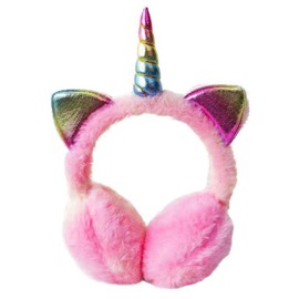 SEDEX Earmuffs for Girls Unicorn Girls Ear Muffs Winter Faux Fur Kids Ear Warmers Pink Fluffy Ear Cover with Cute Ears for Women Kid (Pink)