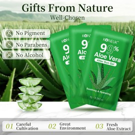 KONEUK Paquete De 30 Geles De Aloe Vera Para Rostro, Cabello, Piel Y Alivio De Quemaduras Solares. Gel De Aloe Vera 99% Puro Para El Cuidado De La Piel Después Del Sol. Tamaño De Viaje Para Todo Tipo
