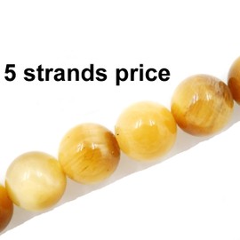 Fukugems Natural Stone Beads for Jewellery Making, Sold Per Bag 5 Strands Inside, Golden Tiger Eyes Stone 8 mm