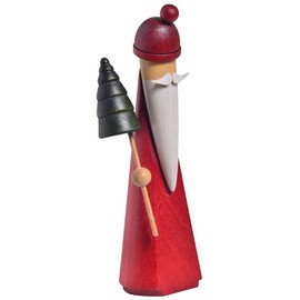 KWO Decorative Father Christmas with Tree Wood, 11 cm, Multicolour, One Size