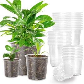OUPSAUI OUPSAUI 36 Pack 7/6/5/3.5 Inch Clear Nursery Pots with Drainage, Clear Pots for Plants, Flexible Plastic Seed Starting Pot