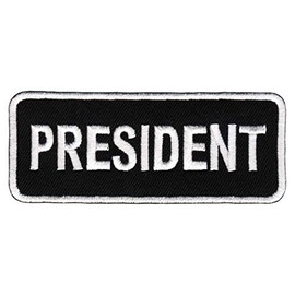 President Iron On Sew On Patch Iron On Patch For Clothes Embroidered Iron On Patch Applique Biker MC Cowl President Patch Size 9.5 x 3.9 cm