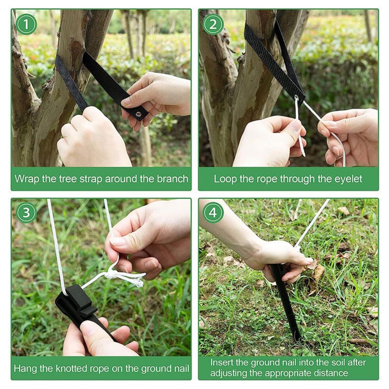 GOLOVENLD 4Pcs Windproof Tree Belt Nylon Fixed Strap Garden Fixing