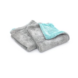 The Rag Company The Rag Company - The Liquid8r - Absorbent 70/30 Blend Microfiber Drying Towel for Cars, Trucks, SUVs, Safe for Detailing + Scratch Free, Twist Loop, 1100gsm, 16in x 16in, Aqua Blue/Grey (2-Pack)