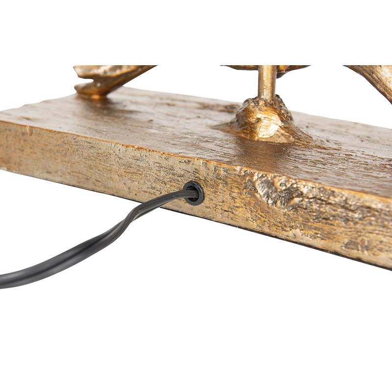 Creative Co-Op Rustic Resin Bird Table Lamp with Black Rectangle