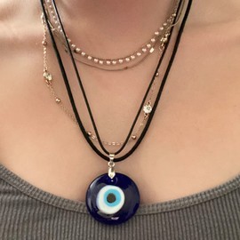 Evil Eye Necklace Bracelets Set Evil Eye Bracelets Beaded Mal De Ojo Necklaces Blue Evil Eye Necklace Protection Evil Eye Jewelry Set for Women (Bead Evil Eye Necklace Bracelets Set)