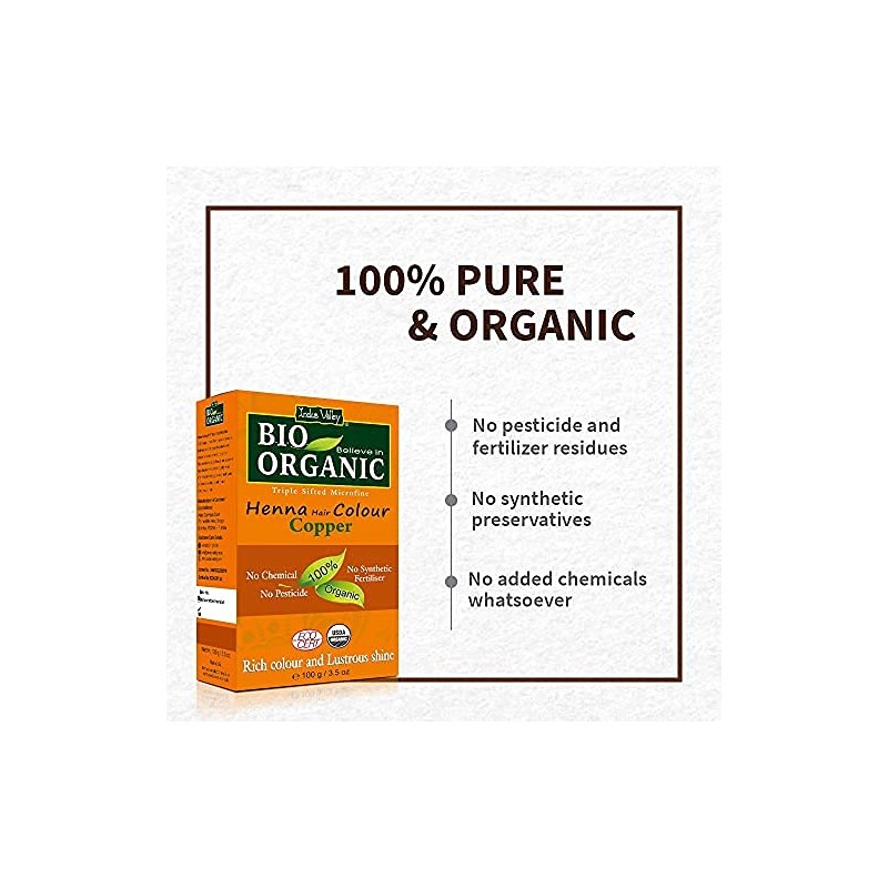 Indus Valley Organic Organic Natural Henna Powder For Hair Dye,