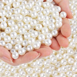 Phinus 600 Pcs 10mm Pearl Beads with Hole, Round Shapes Pearls for Crafting, Loose Pearl Beads for Jewelry Making, Pearls for Jewelry Making, Decoration, DIY Crafts, Stuffing