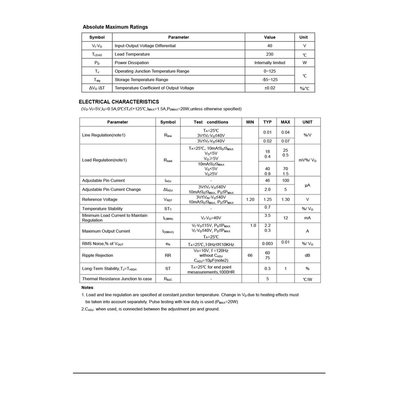 Chanzon LM317T TO-220-3L Positive Adjustable Voltage Regulator IC, Three Terminal