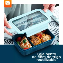 Maíz Contenedor Lonchera Box Lunch Divisiones Cubiertos Portatil