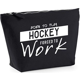Hippowarehouse Born to Play Hockey Forced to Work printed make up cosmetic wash bag 18x19x9cm