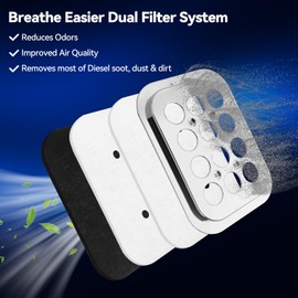 Cab Fresh Air Filter for Kenworth W900 & T800 Accessories, Fits T600 T450 W800 T600B W900L (1986-Present) - Chrome 2-Layer Replacement Replaces CF19501C