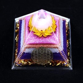 Orgonite 7 Chakra Pyramid Flower of Life Lotus Large Pyramid,Healing Crystals Meditation Chakra Crystals(Large 8cm/3.15'')