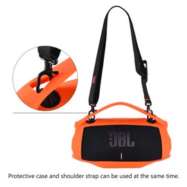 Hzycwgone Case w/Handle Strap for JBL Xtreme 4 Portable Bluetooth Speaker,Carrying Silicone Cover Travel Accessories Compatible with JBL Xtreme 4(Orange)