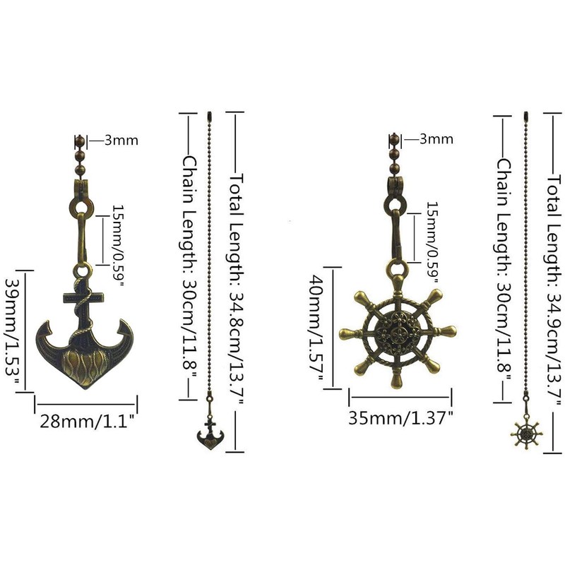 Hyamass Ceiling Fan Pull Chain Extenders with Charm Pendant -
