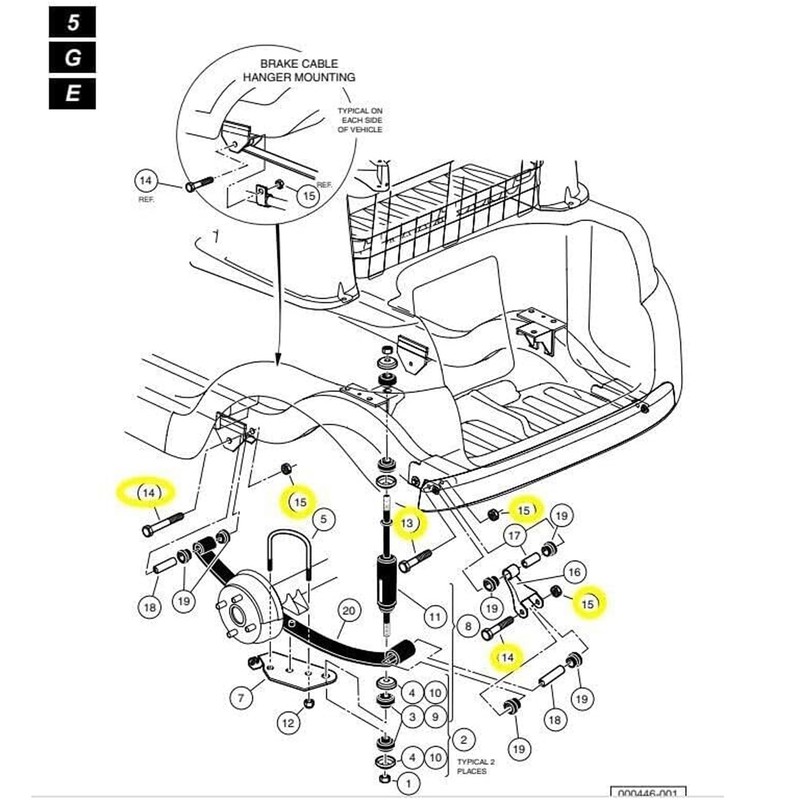 Huskey Parts Company Golf Cart Rear Leaf Spring Hardware Bolt