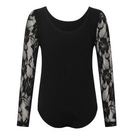 Noomelfish Girls Lace Long Sleeve Dance Leotard Toddler Mesh Ballet Bodysuit Gymnastics Outfits, Black, size 11-12 Years