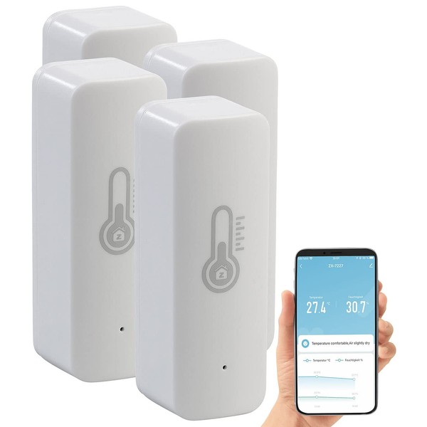 Luminea Home Control Smart Home Thermometer: 4er-Set ZigBee-Temperatur- & Luftfeuchtigkeits-Sensoren