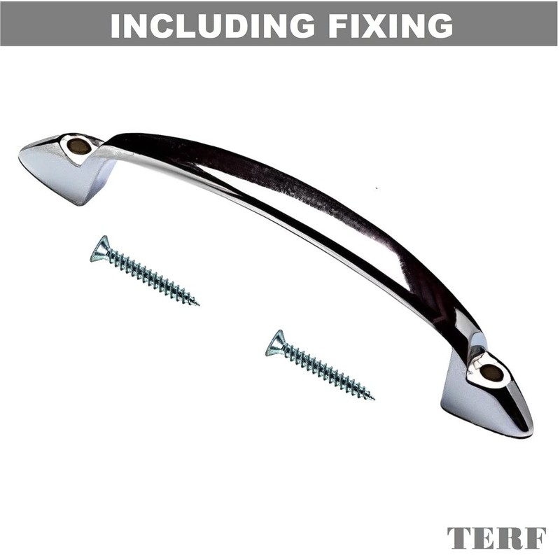 TERF® Traditional Polished Chrome D-Shape Front Fix Pull Handle 100mm
