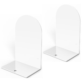 Lulonpon 2 Pieces Book Ends, Bookends, Book Ends for Shelves, Book Ends for Heavy Books, White Bookends, Metal Bookends for School, Library,Desktop Organizer and Book Shelves
