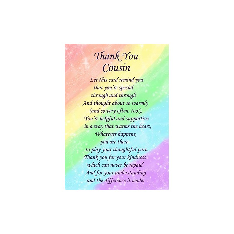 Thank You 'Cousin' Poem Verse Greeting Card