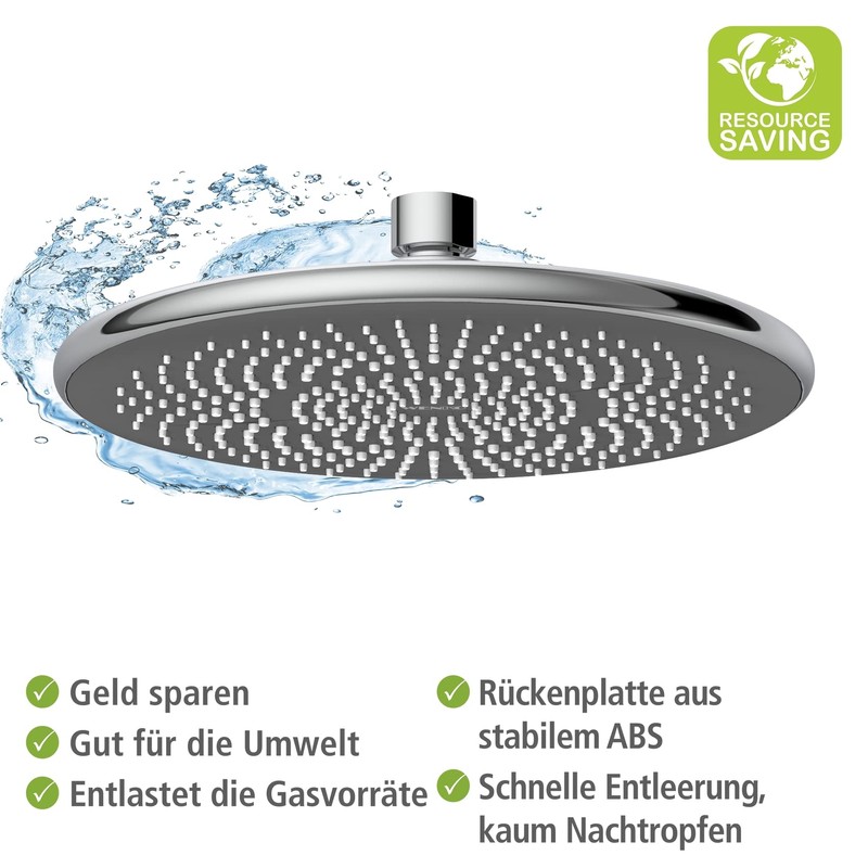 WENKO Water-Saving Rain Shower Head, Water-Saving Universal Shower Head with