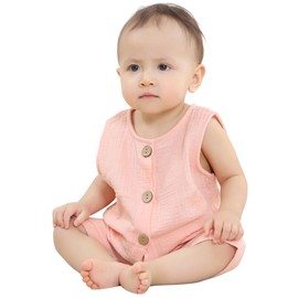 HAHASHOW Baby Bodysuit Romper Unisex 100% Cotton Short Sleeve Jumpsuit for Boys and Girls, 0-24 Months, pink