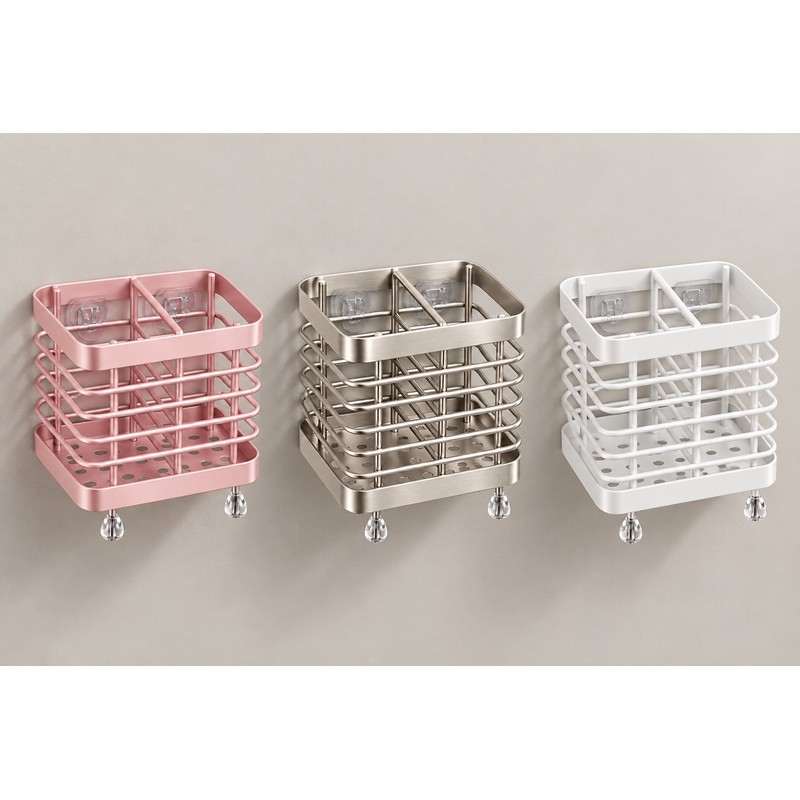 Stainless Steel Toothbrush Holder for Bathroom – 2-Slot Wall-Mounted Organizer