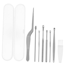 Healeved Stylish Practical 8-in-1 Ear Kit Stainless Steel Earwax Removal Tool with Ear Spoon Present