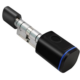 Home Smart Lock Biometric Tuya APP Control Cylinder Smart Locks IC Cards Key Unlock High Security Fingerprint Smart LocksType: Fingerprint+Card+App+Key, Color: Black, Special Features: smart lock