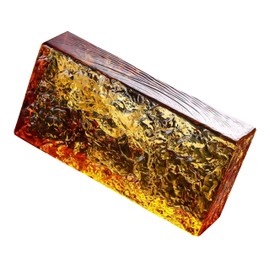 1 Pack-7.9"x3.9"x2" Amber Glass Block-ice Crystal Patterned Rectangular Solid Glass Brick - Used in Building Fields Such as Wall partitions, as Well as for DIY Lighting fixtures, DIY Tables etc.