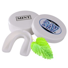 BAY Mint Aroma Mouth Guard, Colour White for Adults and Teenagers, with Hygiene Box Tin, CE, Sports Mouth Guard, Mouth Guards, Seniors from Approx. -13 Years, Mint Peppermint Boxing Martial Arts Ice