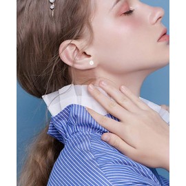 Sllaiss 3 Pairs S925 Pearl Stud Earrings for Women Freshwater Pearl Earrings Sterling Silver Stud Earrings Set White Pearl Earrings 4/6/8MM