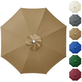 NAKIHOUSE Parasol Replacement Cover 2 m 6 Struts Patio Umbrella Canopy Fabric Cover Garden Umbrella Replacement Canopy Parasol Cover for Yard, Garden, Beach, Pool, khaki