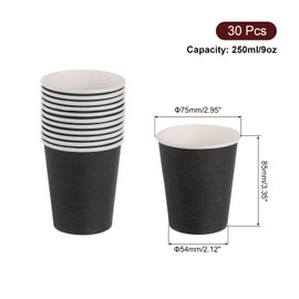 sourcing map Colorful Disposable Paper Cups,30 PCS 9 OZ Creative Educational Toys Arts Craft Supplies, DIY Paper Cups for Parties (Black)