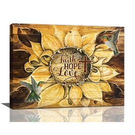 Hummingbird Sunflower Bathroom Decor Wall Art Jesus Scripture Bathroom Pictures for Wall rustic Bathroom Decor Canvas Painting for Office Bedroom Kitchen Dining Room Framed 16x20 inch