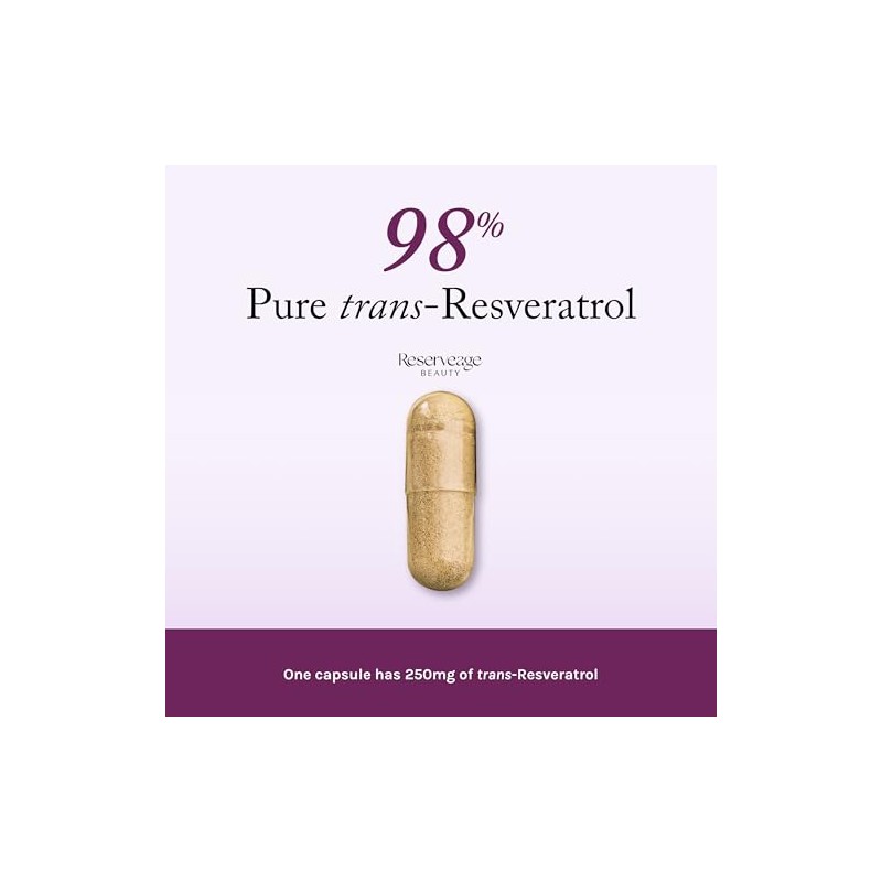 Reserveage - Resveratrol 250mg, Cellular Age-Defying Formula, 60 vegetarian capsules