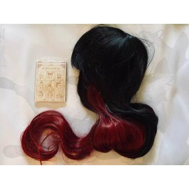 Ccutoo Peluca Ondulada Negro Con Rojo 65cm Cosplay Disfraz