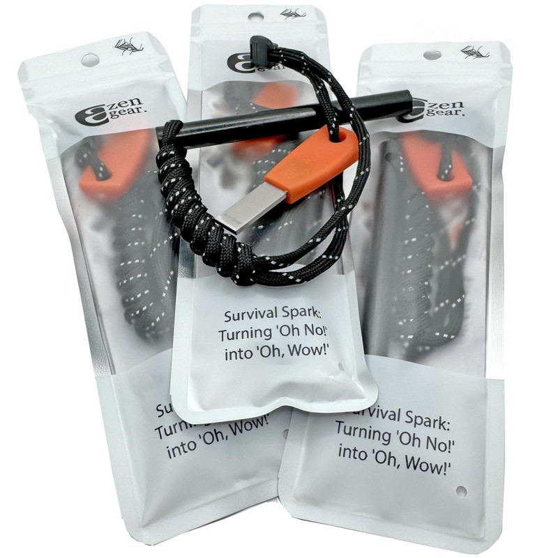 aZengear Survival Flint Fire Starter Kit, Thick Ferro Rod (4"