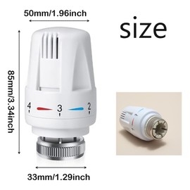 2 PCS Thermostatic Radiator Valve Head, Universal TRV Valves Head Thermostat M30 X 1.5, Radiator Thermostat Head Replacement Head Heating System Temperature Control for Home Office Bedroom Etc(White)