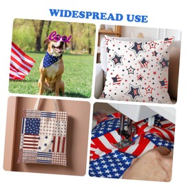 TEHAUX American Fabric 7pcs Patriotic Cotton Fabric Bundles, American Flag Cotton Fabric Patriotic Stars and Stripes Fabric Print Quilting Fabric Bundle for DIY Sewing Patchwork