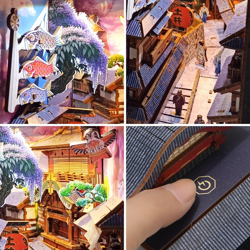 Edo Sakura Journey 3D Wooden Book Nook DIY Kit with