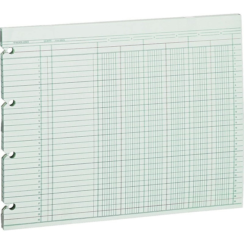 Accounting Sheets, Six Column, 9-1/4 x 11-7/8, 100 Loose Sheets/Pack,