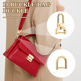 Amaxiu Pack of 4 Carabiner Hooks, D Ring with Swivel, Gold Key Ring for Shoulder Bag, Keychain, Hardware Keyring Clips, Pets Collar Accessories (with Small Screwdriver)