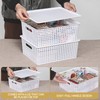 Xowine 6-Pack Plastic Woven Basket with Lids, Lidded Storage Bin,