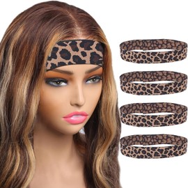 4PCS Lace Melting Band, Elastic Bands for Wig Edges, Wig Holding Band for Wigs Edge Wrap, Leopard Print (4pcs/pack)